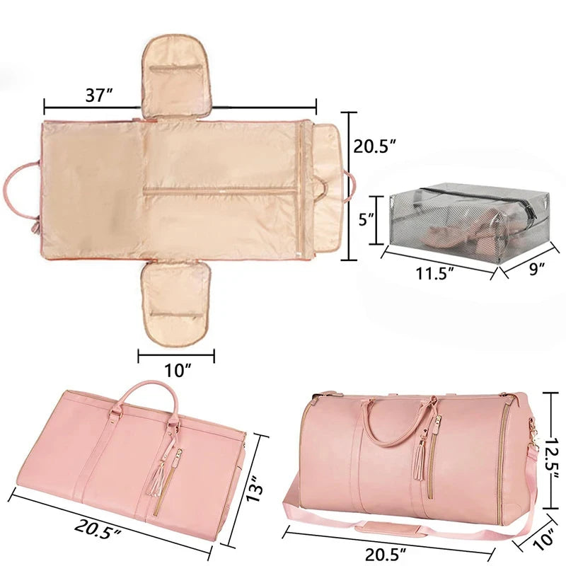 Geestock Folding Suit Storage Bag New PU Travel bag Large Waterproof Travel Suitcase For Women Sport Outdoor Weekend Bag Handbag