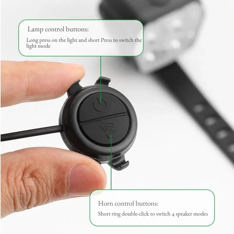 Bicycle Headlight Horn 2-In-1 Bike Near And Far Light 2/4 Lamp Beaded Wire Control Bell Horn Mountain Bike Accessory