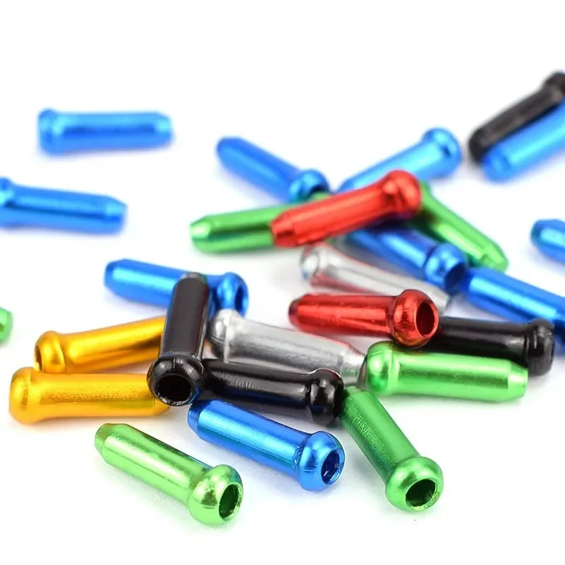 50/100pcs Bicycle Cable End Caps Aluminum Alloy Bike Brake Shifter Cable Tips Wire End Cap Multiple Colors Bike Line Core Caps