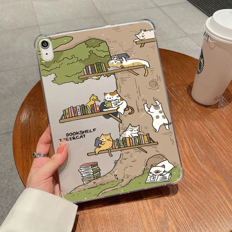 For Samsung Galaxy Tab S9 S8 S7 S10 Plus FE 12.4 inch Tab A8 10.5 SM A7 S6 Lite P610 10.4 A9 Case Leisure Cats Soft Tablet Cover