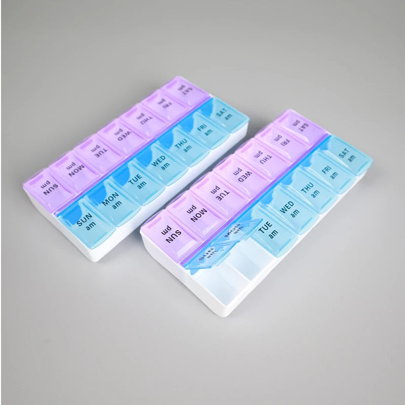 JUSTLANG Weekly 14 Grids 7 Days Pill Box Portable Travel Cases Organizer Pill Container Storage Tablets Vitamin Medicine