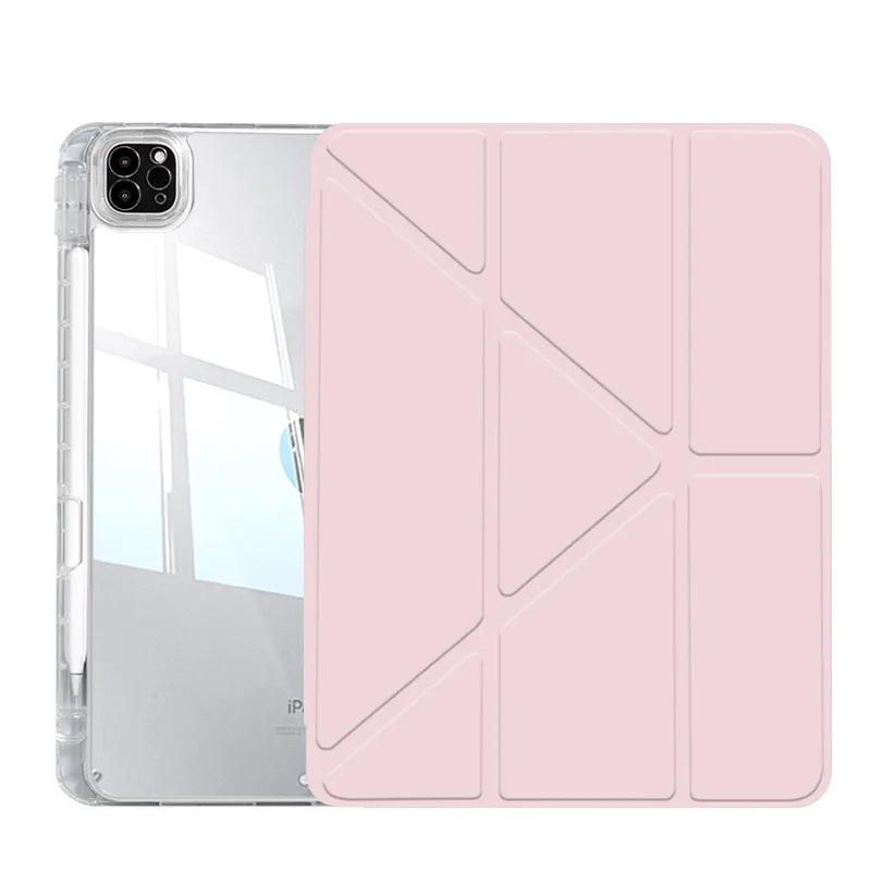 For iPad 2024 Air 6 2022 2018 iPad Pro 11 Air5 Air4 10.9-inch 11-inch transparent tpu multi-angle stand Smart pen holder