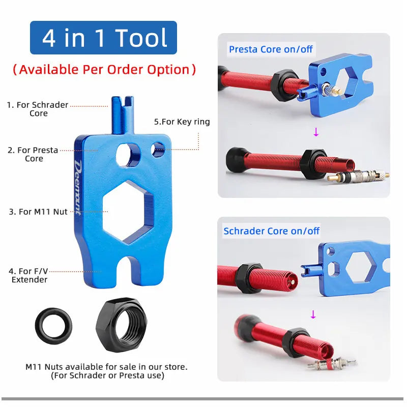 Bicycle F/V Tubeless Valve 44 60 80mm W/Tool Optional For Gravel Bike Aluminum alloy Pole Brass Core Presta Valve Cycling Parts