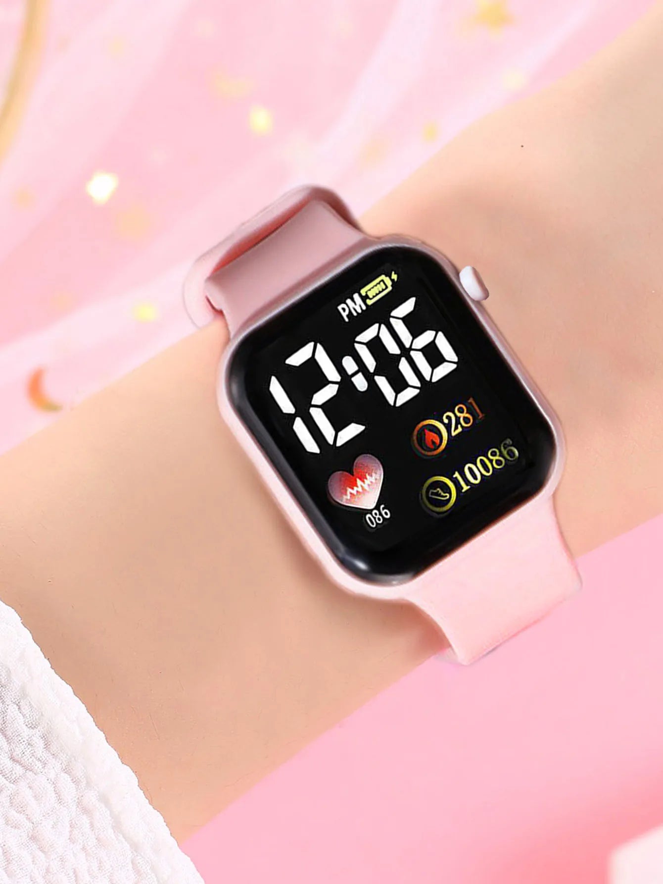 1pcs Ladies Love Pink Silicone LED Electronic Watch +1pcs Unicorn Crystal Bracelet Set for MOTHER'S Day Exclusive Gift