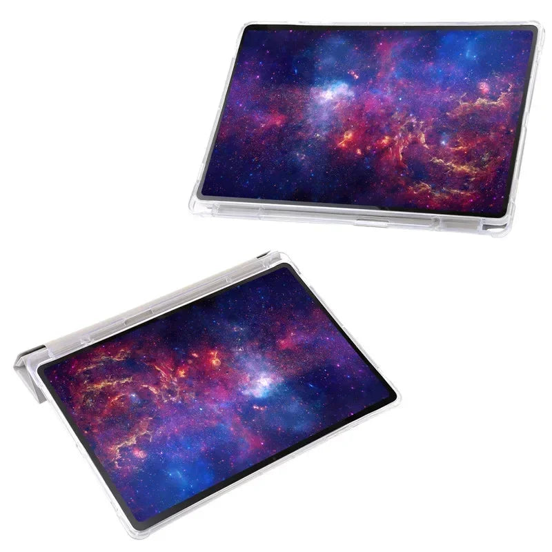 For Samsung Tab S9 Plus Case 12.4" Acrylic Clear Hard Back Stand Smart Cover For Galaxy Tab S9 FE S10 Plus Case With Pen Holder