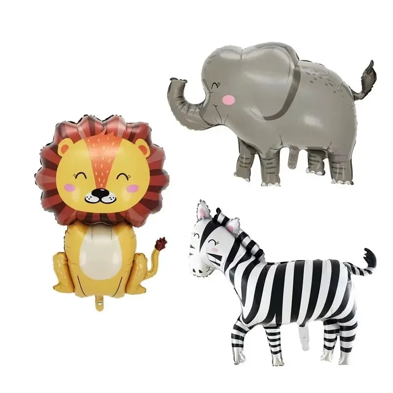 Large Animal Foil Balloons Monkey Lion Zebra Elephant Giraffe Crocodile Balloon Children's Day Birthday Party Decorations