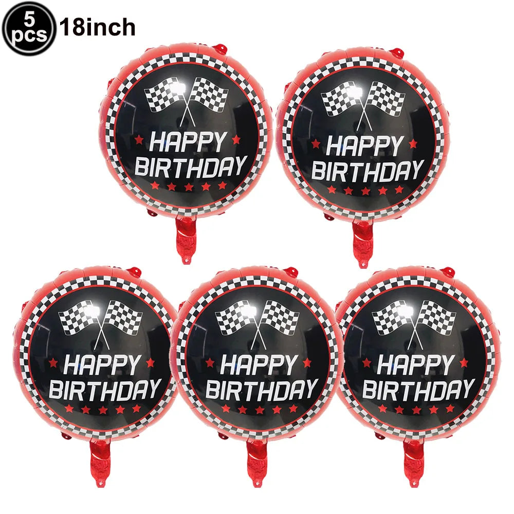 Traffic Cones and Racing Checkered Flags Black White Flags Kids Racing Theme Decorations for Race Car Birthday Party Supplies