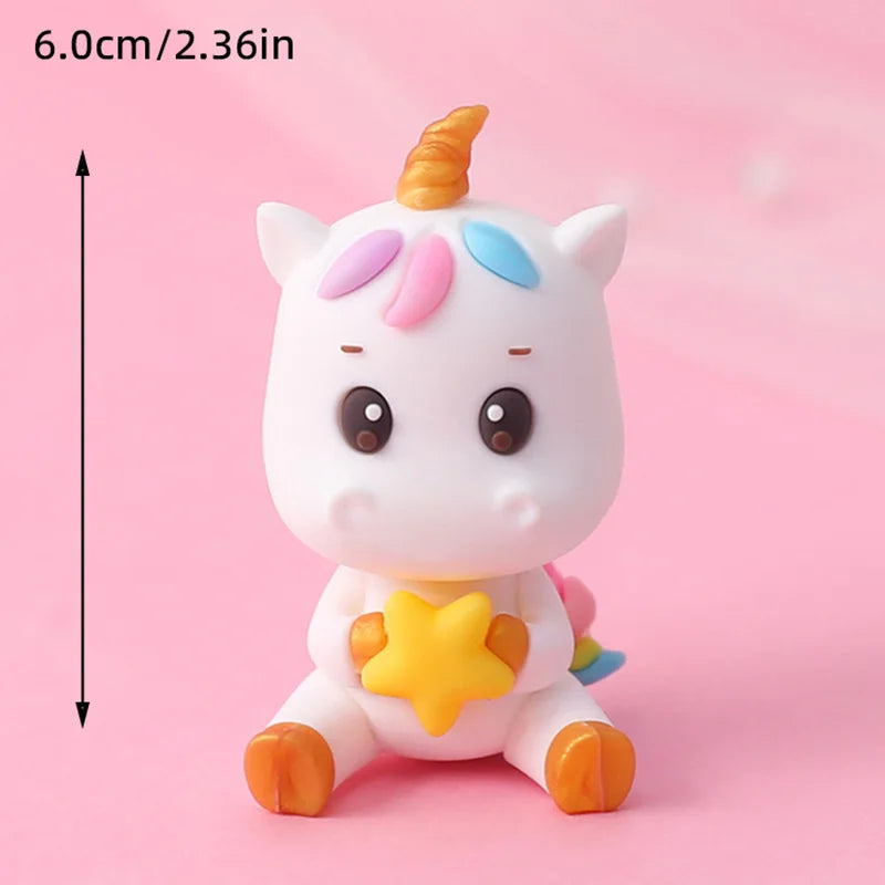 9 pcs unicorn rainbow cake topper unicorn with rainbow clouds stars Happy birthday cake decorations for girls one year old party