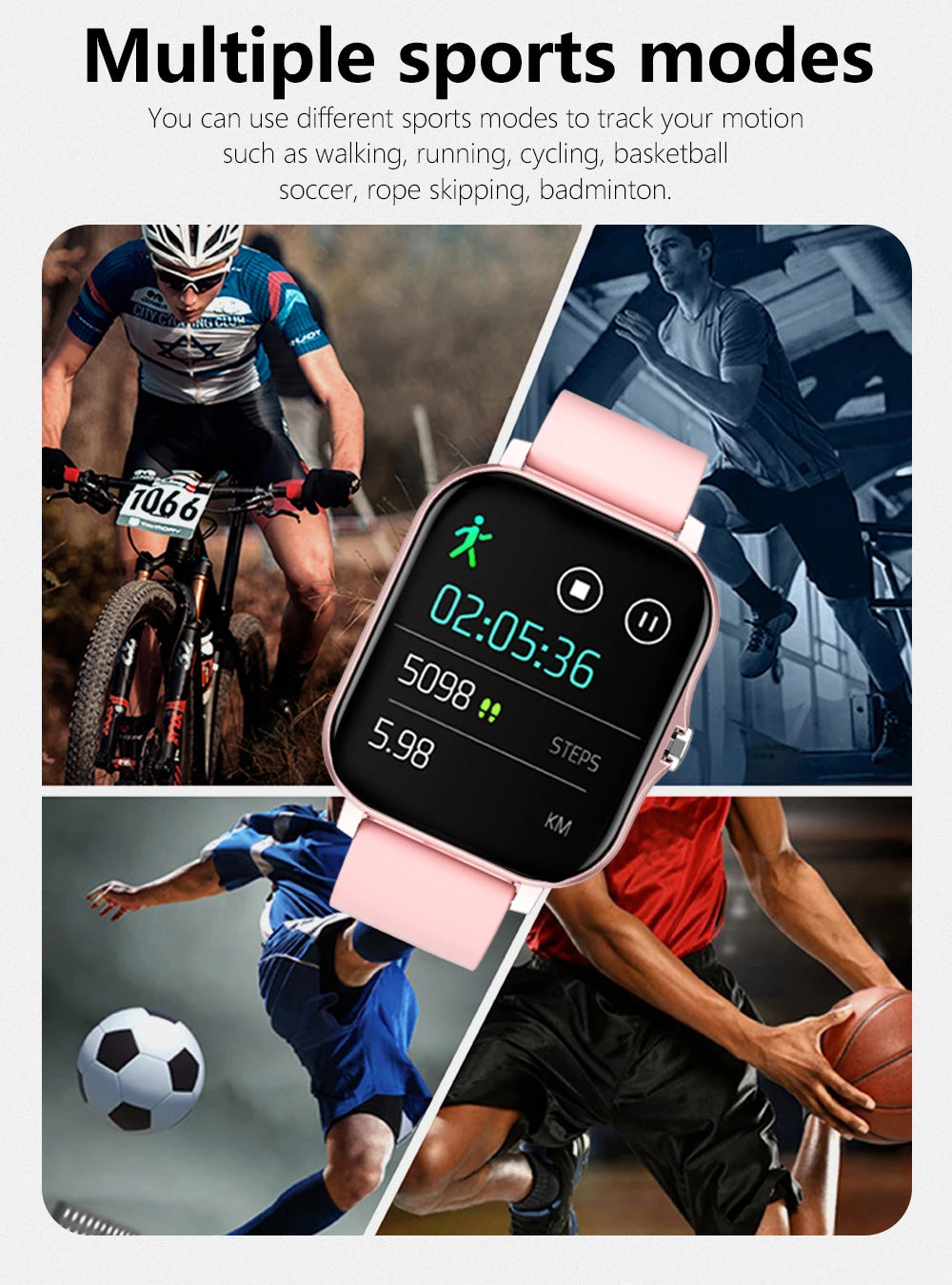 Sport Smart Watch Fitness Health Monitor Waterproof Smartwatch Bluetooth Call Watches for Men Women IOS Xiaomi Huawei 2024