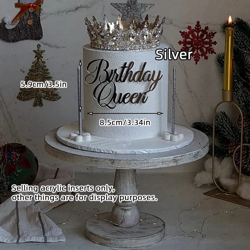 1/3/5pcs Acrylic Birthday Queen Gold Cake Topper Happy Birthday Party Sides Cake Decorations Accessories