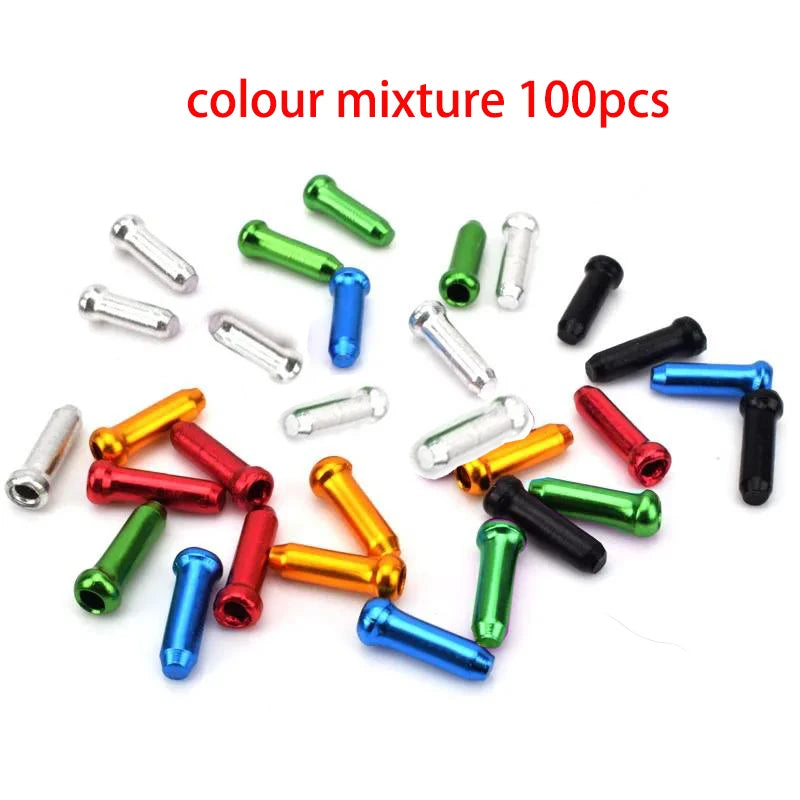 30/50/100Pcs Multiple Colors Aluminum Alloy Bicycle Brake Shifter Inner Cable Tips Wire End Cap Cable Line Core Cap Cover Gear