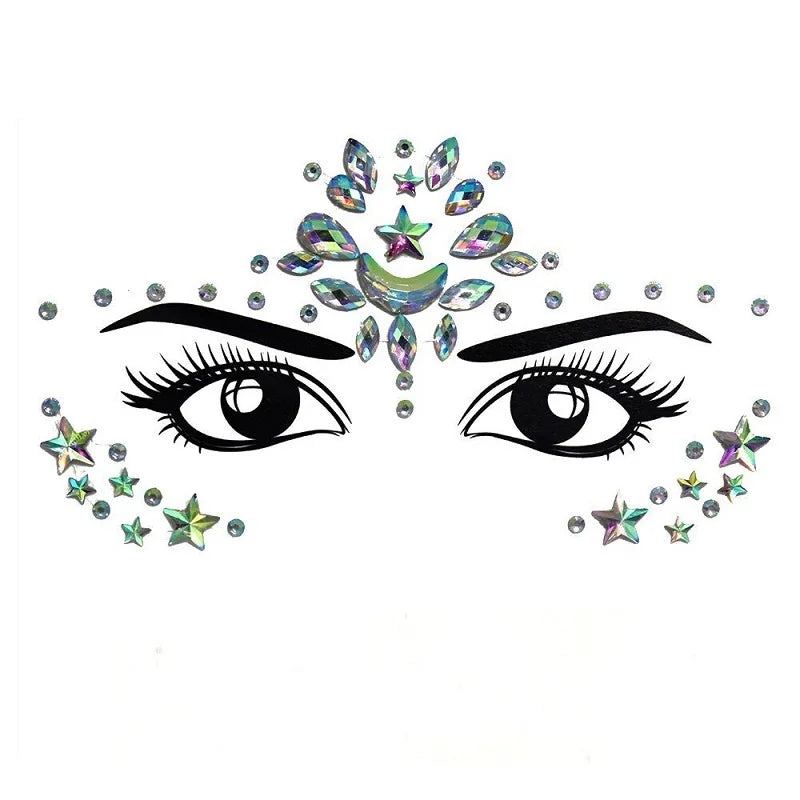3D Rhinestone Bright Face stickers for festival Glitter Makeup Jewelry Sticker on Face crystals Gems jewels diamonds decoration