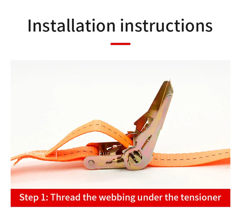 Heavy-Duty Car & Truck Front Cargo Ratchet Strap with Metal Buckle - Adjustable, Secure Tie-Down for Safe Luggage Transport