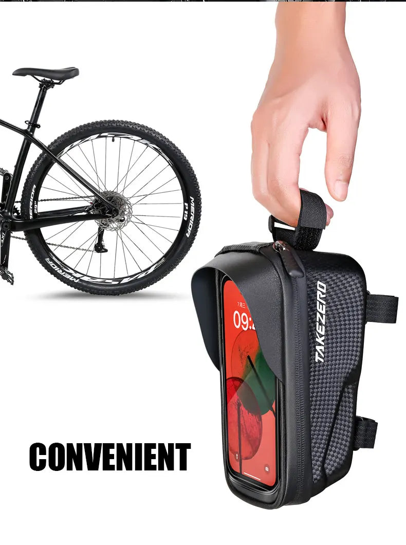 TAKEZERO A2 Mountain Bicycle Bag - Hard Shell EVA Front Bar Bag for Road Bikes, Mobile Phone Handlebar Bag - Cycling Equipment