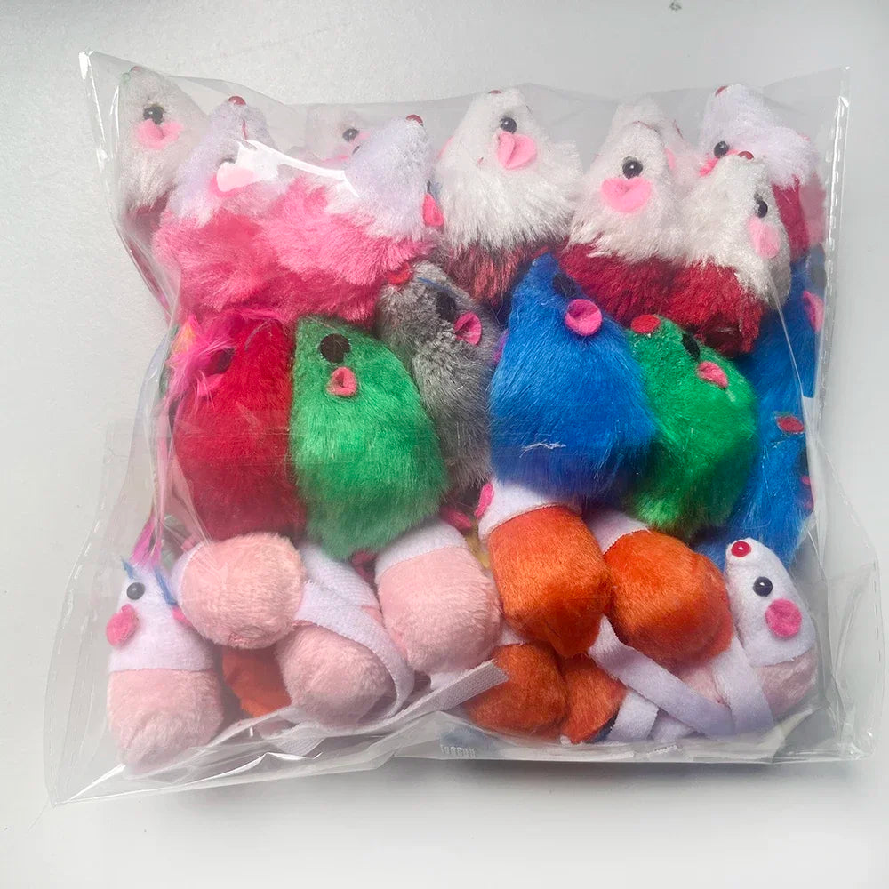 Rattle Cat Mouse Toys Also Prefilled Catnip Faux Fur Cat Mice Toys Interactive Cat Game Catnip Toys for Indoor Cats Play Fetch