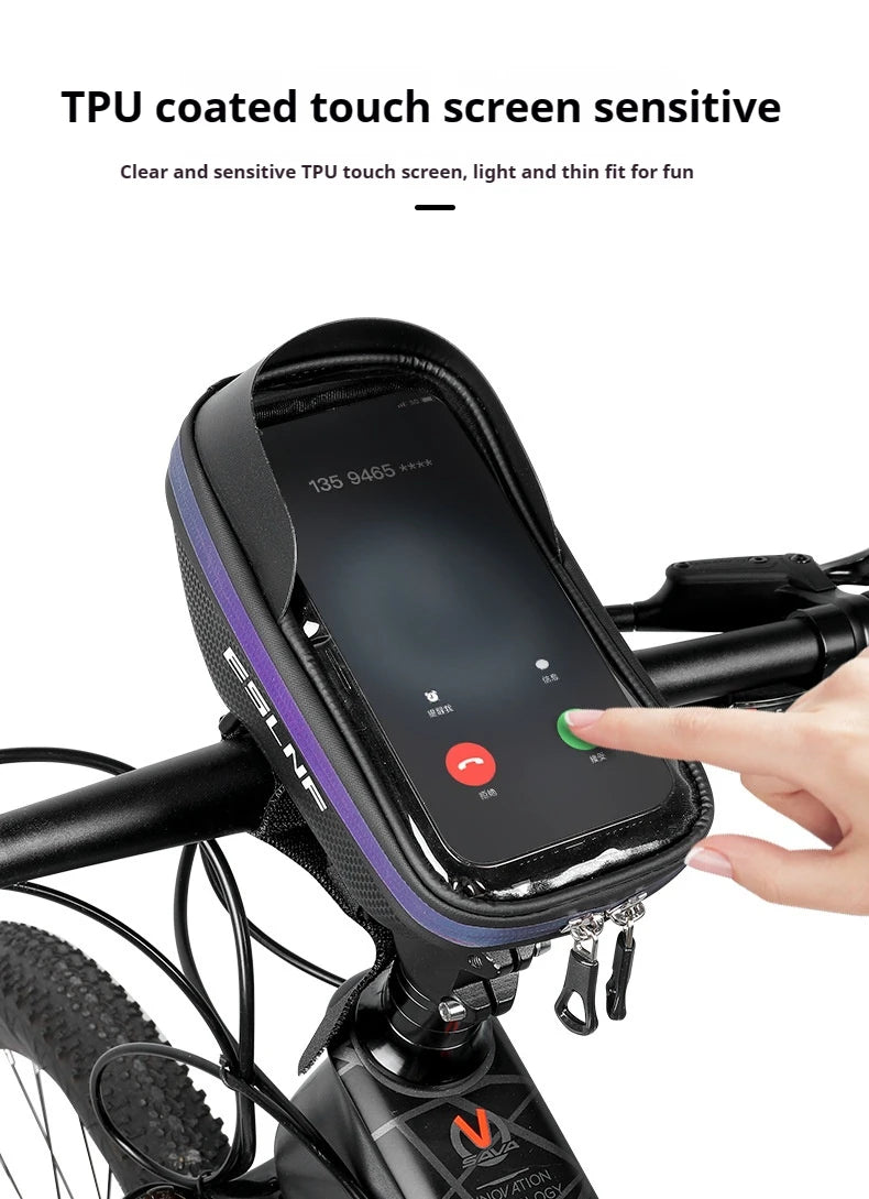 ESLNF Hard Shell Phone Bag Cycling Bag Handlebar Bag Waterproof Large Capacity Touchscreen Compatible Bicycle Accessories