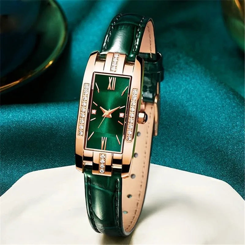 Little Green Watch Women's Watch Diamond Set Quartz Small Square Watch