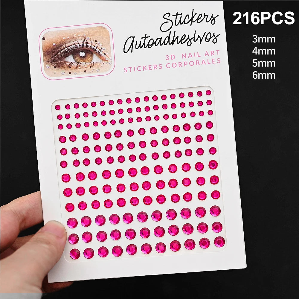 1Pcs Face Diamond Gem Sticker 5D Colorful Rhinestone Tattoo Eyeshadow Stickers fo Festival Nail Body Makeup Bling Jewel DIY Deco