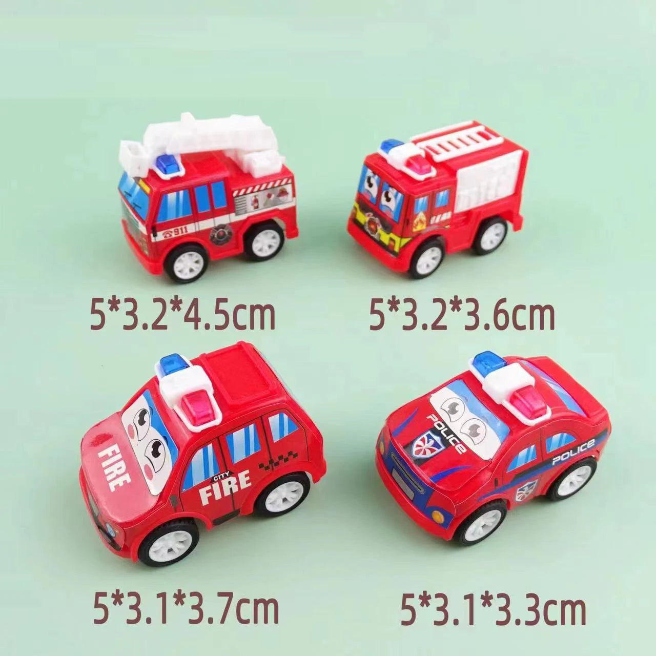 6Pcs Kids Cartoon Mini Pull Back Fire Truck Police Car Toys for Kids Birthday Party Favors Baby Shower Gift