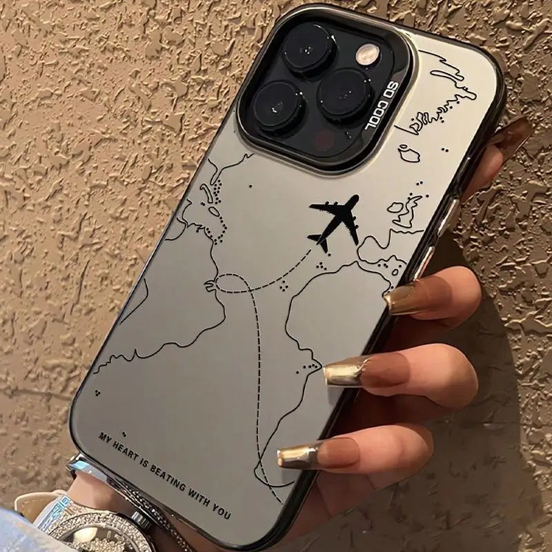 Travel-Inspired Airplane Phone Cover for iPhone 16 15 Pro Max 11 12 13 Mini 14 XS XR 7 8 Plus Shockproof Screen Protector Casing