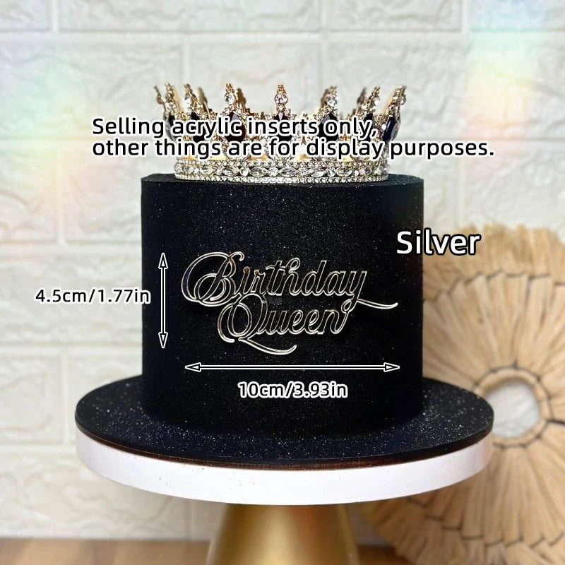 1/3/5pcs Acrylic Birthday Queen Gold Cake Topper Happy Birthday Party Sides Cake Decorations Accessories