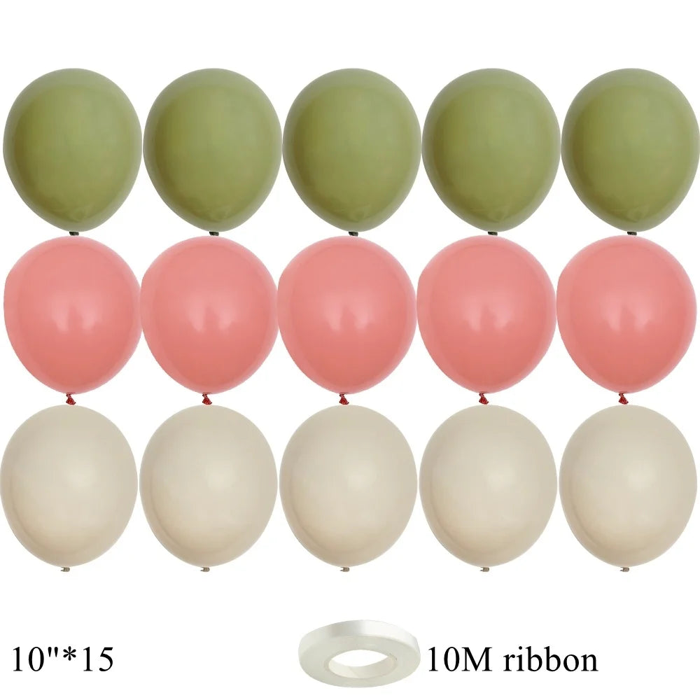 15/20PCS 10inch Vintage Balloons Retro Khaki Green Balloon Set for Wedding Anniversary Happy Birthday Party Decoration Supplies