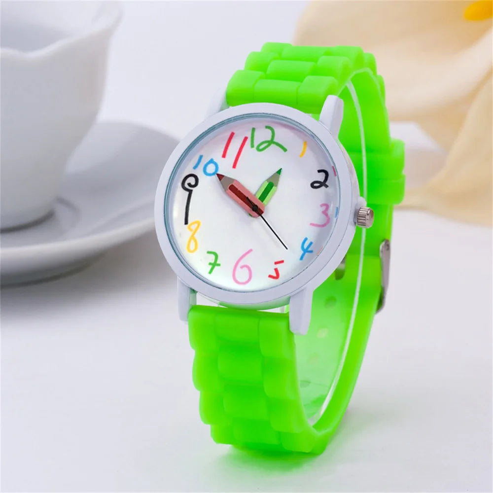 Women Watch Fashion Simple Pencil Design Digital Quartz Watches Casual Jelly Multicolour Silicone Ladies Clock Dress Wristwatch