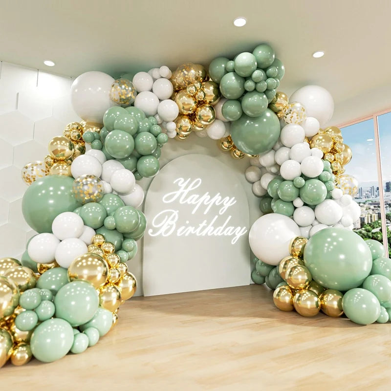 Green Balloon Garland Arch Kit Jungle Safari Party Baloon Birthday Party Decor Kids Baby Shower Wild One Wedding Latex Ballons