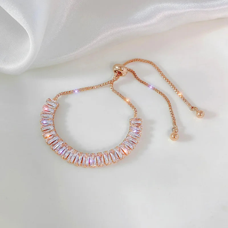 Full of Rhinestone Stainless Steel Bracelet For Women 2022 New Designer Shiny Luxury Zircon Adjustable Bracelets Jewelry Gift
