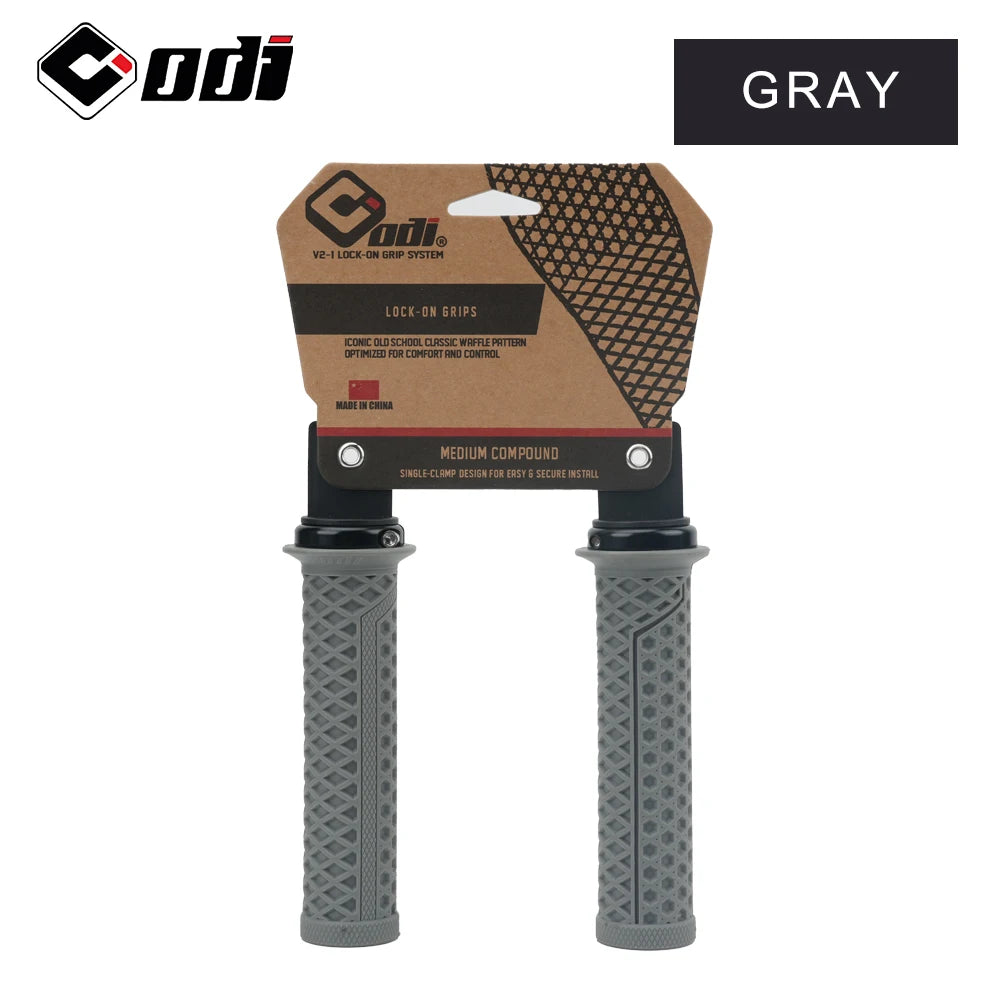 ODI VS-21 MTB Handlebar Grips Silicone Lock-On Bicycle Cover Updated Waffle Pattern Anti-slip Shock Absorption Handle Parts