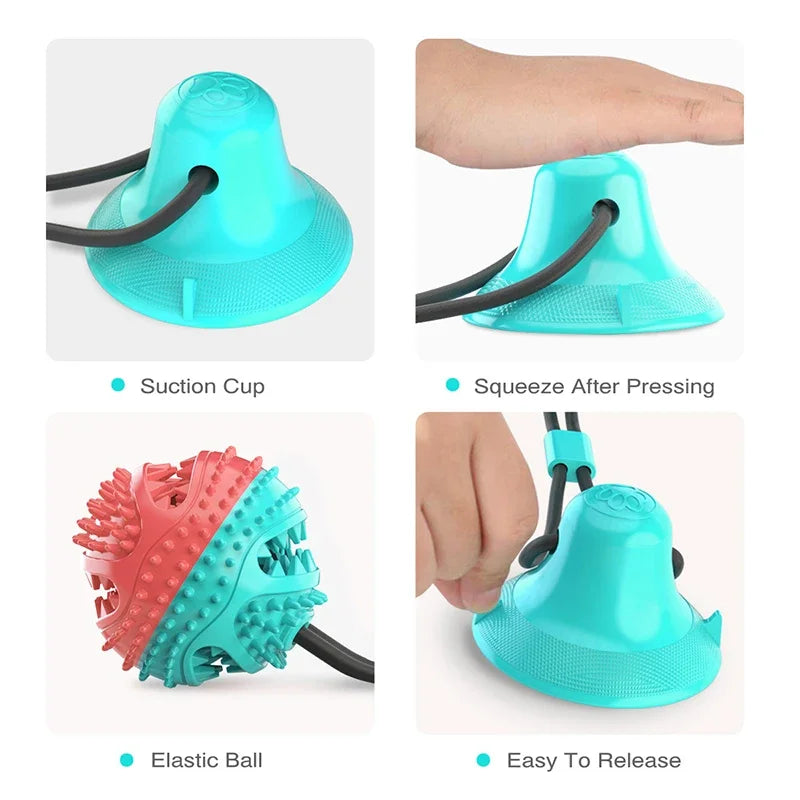 Large Dog Ball Toys Suction Cup Ropes Interactive Leaking Slow Feeder Chew Toy Toothing Clean Big Golden Retriever Pet Supplies