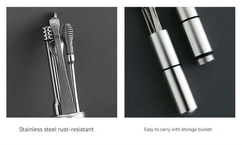 Stainless Steel Ear Picker Set Portable For Ear Puller Multi-Functional Ear Cleaning Safe Material Non-Slip Handle