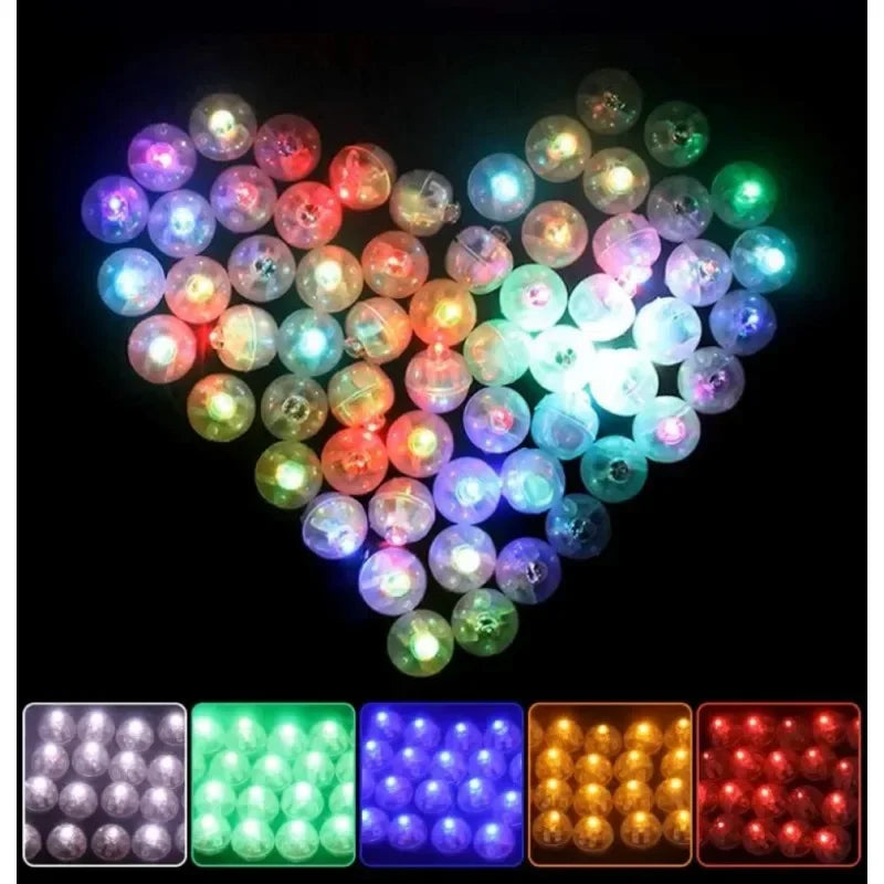 100/10Pcs Luminous Tumbler Ball Lamp Mini LED Balloon Light Colorful Flashing Lantern Christmas Wedding Birthday Party Decor