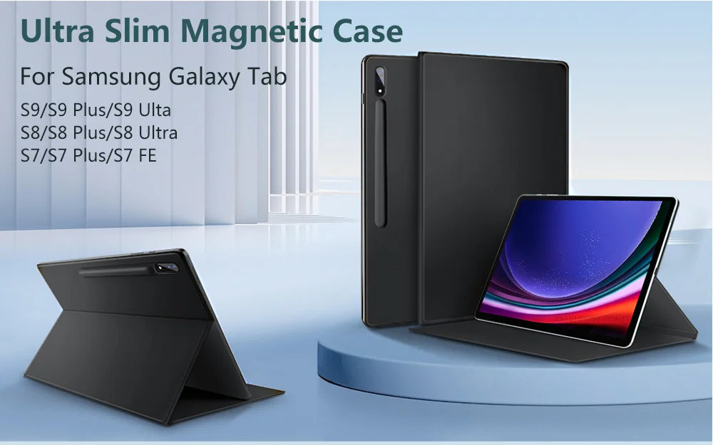 Magnetic Case for Samsung Galaxy S9 S8 Ultra Case Tablet Cover for Galaxy Tab S7 S9 FE Plus Case Slim Protective Leather Funda