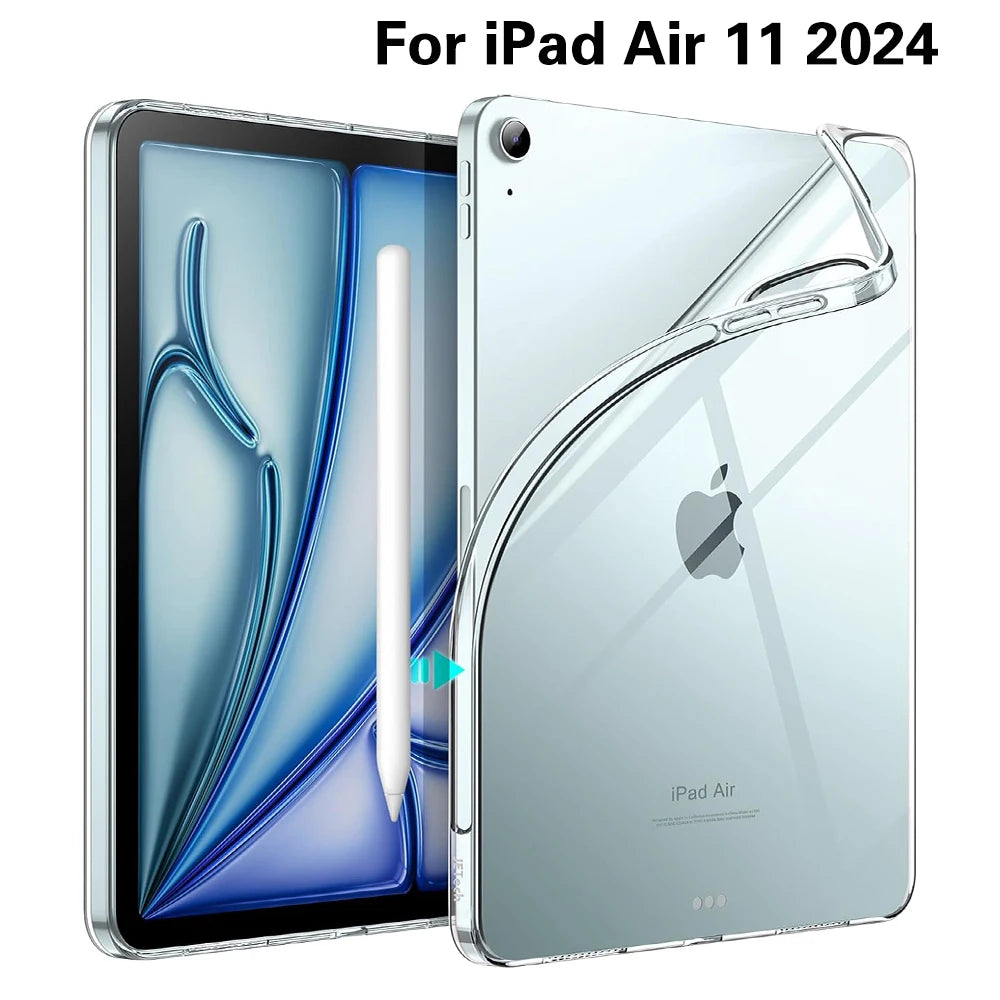For iPad 10th 10.9 2022 7 8 9th Gen 10.2 Air 5 6 13 Case TPU Silicon Transparent Cover For iPad Pro 9.7 10.5 11 13 Mini 3 4 5 6