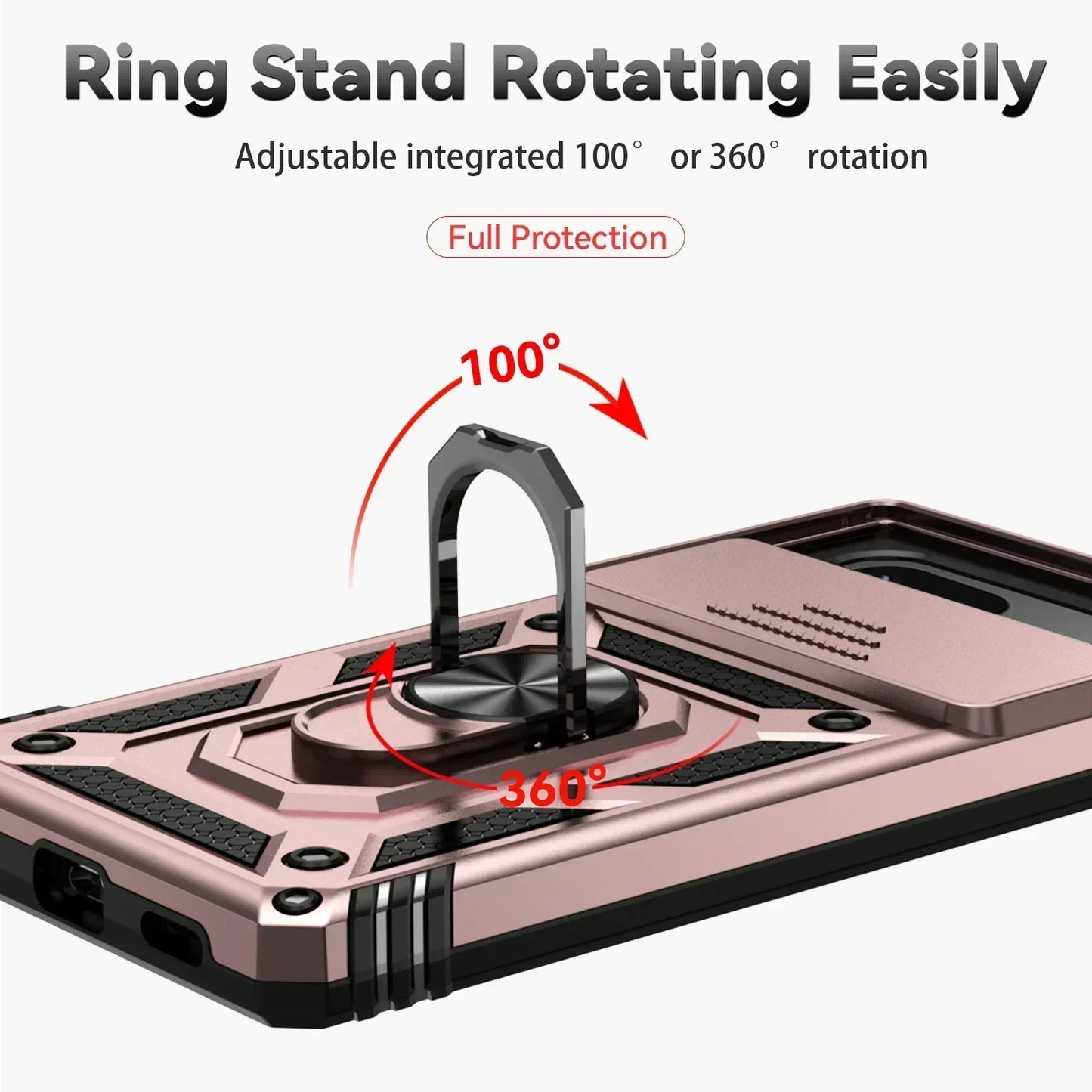 Shockproof Hybrid Dual Layer Magnetic Metal Ring stand Case For Google Pixel 9 8 7 Pro 6 6A 7A Slide Camera Lens Protetion Cover