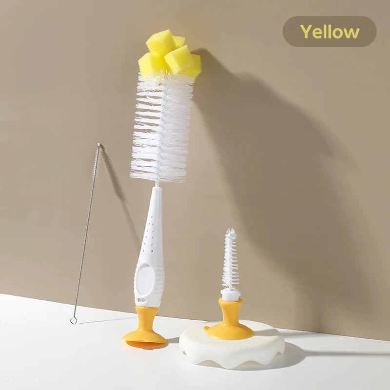 SAIDAH Simple Nylon Sponge Suction Feeding Bottle Nipple Pacifier Brush Set Water Sippy Vacuum Cup Cleaning(2 in 1)