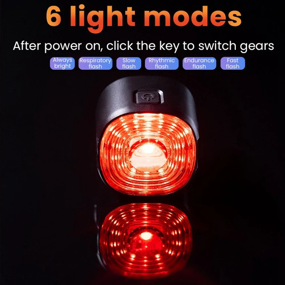 New Bicycle Smart Brake Tail Light MTB Road Bike Auto Brake Sensing Light USB Rechargeable IP66 Waterproof LED Warning Rear Lamp