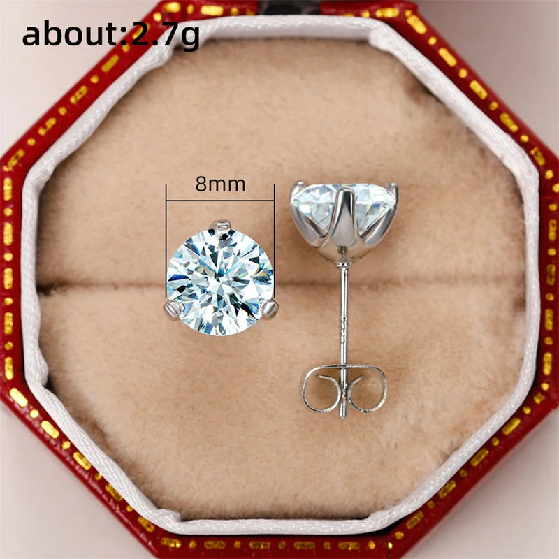 Exquisite 8 Claw Setting CZ Stud Earrings for Women Silver Color Crystal Earrings Simple and Elegant Female Ear Jewelry