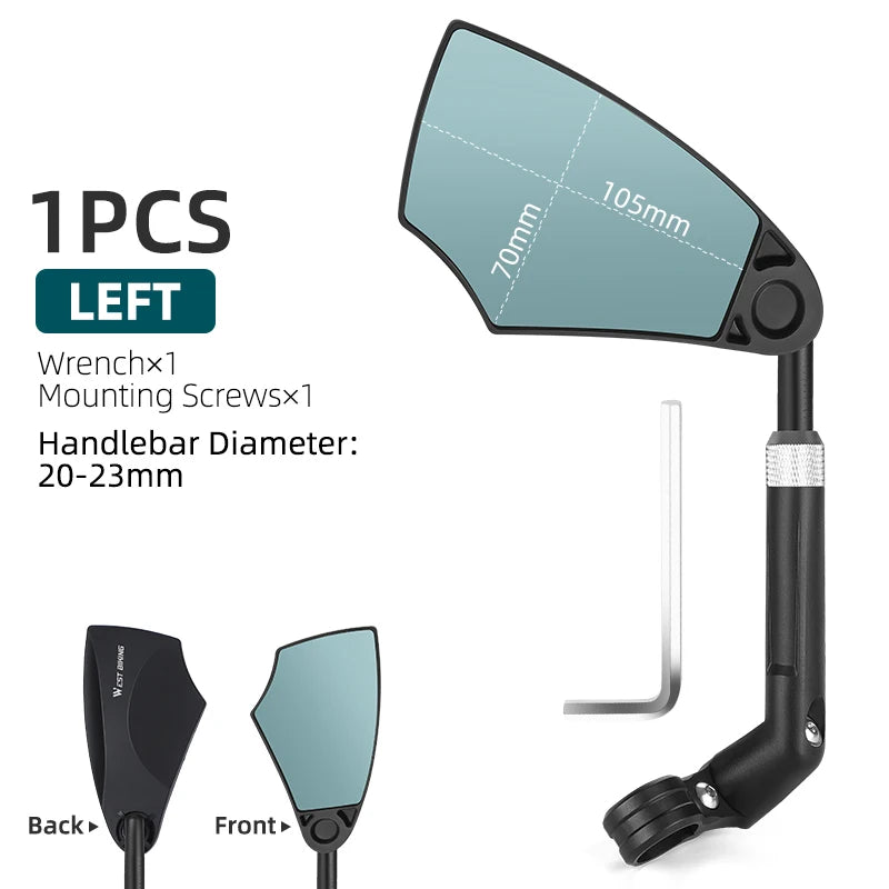 WEST BIKING Anti-Glare Bicycle Mirror Handlebar Rear View Wide Range Back Sight Reflect electric scooter Mirror bike accessories