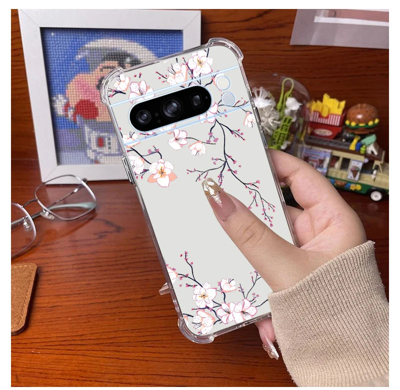 P ixel 8 Pro Plant Flower Transparent Phone Case For Google Pixel 8Pro 7A 8A 6 8 9 6Pro 9ProXL 7Pro 6A 7 9Pro Cover