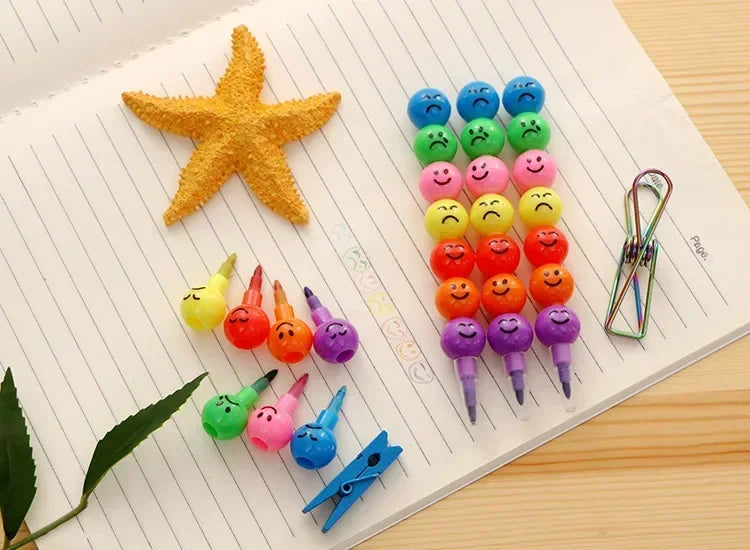 10Pcs Lollipop Building Block Crayon/Pencil Graffiti Pen for Children Birthday Party Favors Student Back To School Gifts