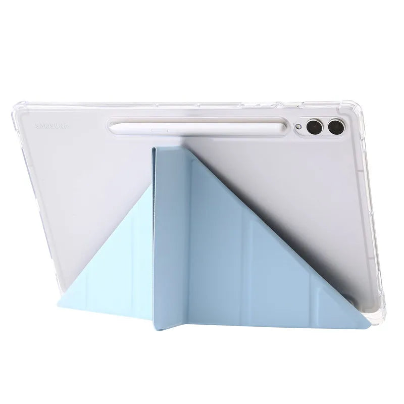 For Samsung Tab S9 Plus Case 12.4" Acrylic Clear Hard Back Stand Smart Cover For Galaxy Tab S9 FE S10 Plus Case With Pen Holder