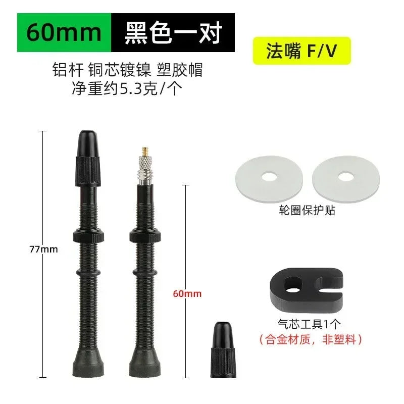 40/60/80mm Tubeless Valves Bike Aluminum Alloy Presta Nipples Removable Core Air Valve for Road MTB Bicycle