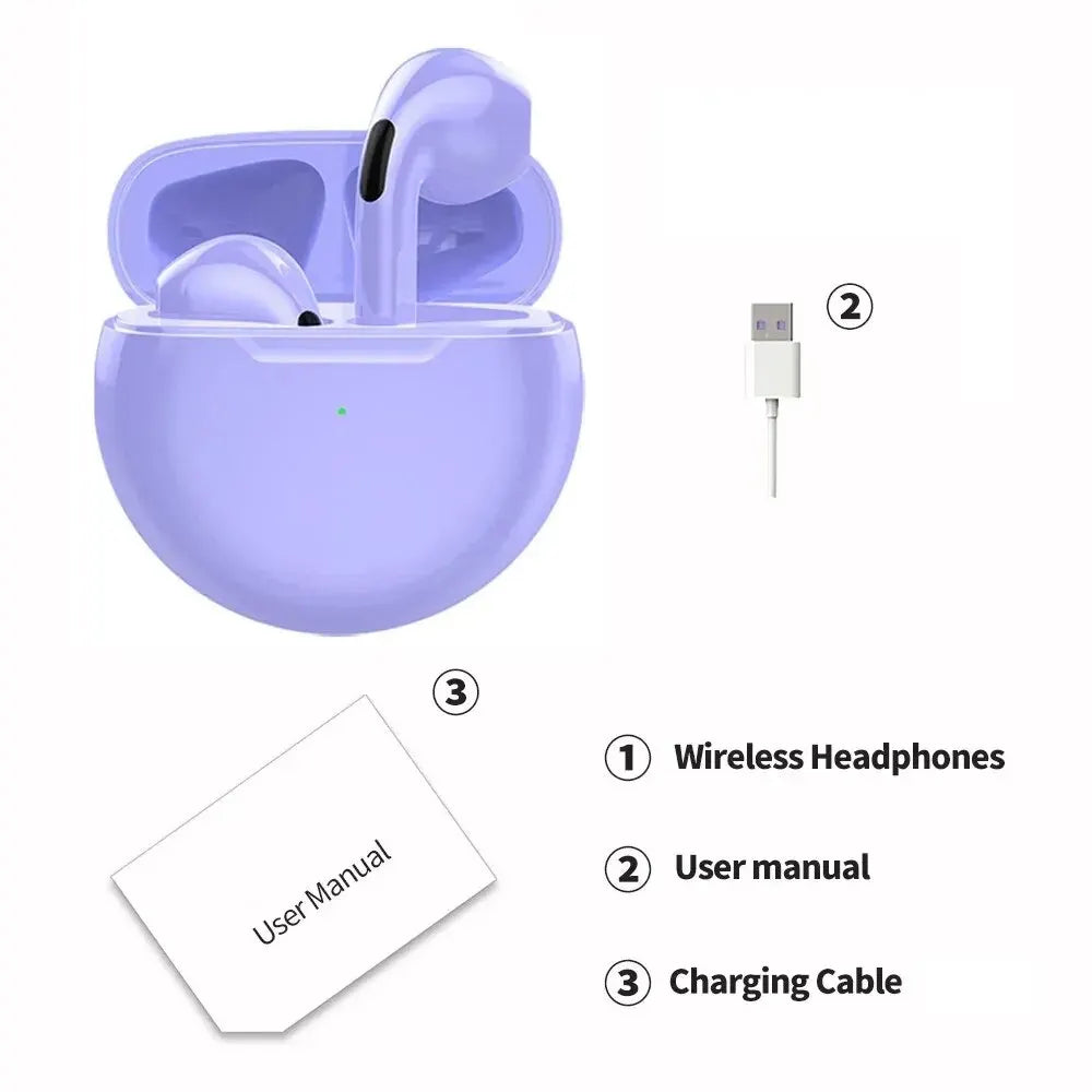 Air Pro 6 TWS Wireless Bluetooth Headset 5.3 Headphone Mini Earphone with Mic Charging Box for Xiaomi iPhone Earbuds