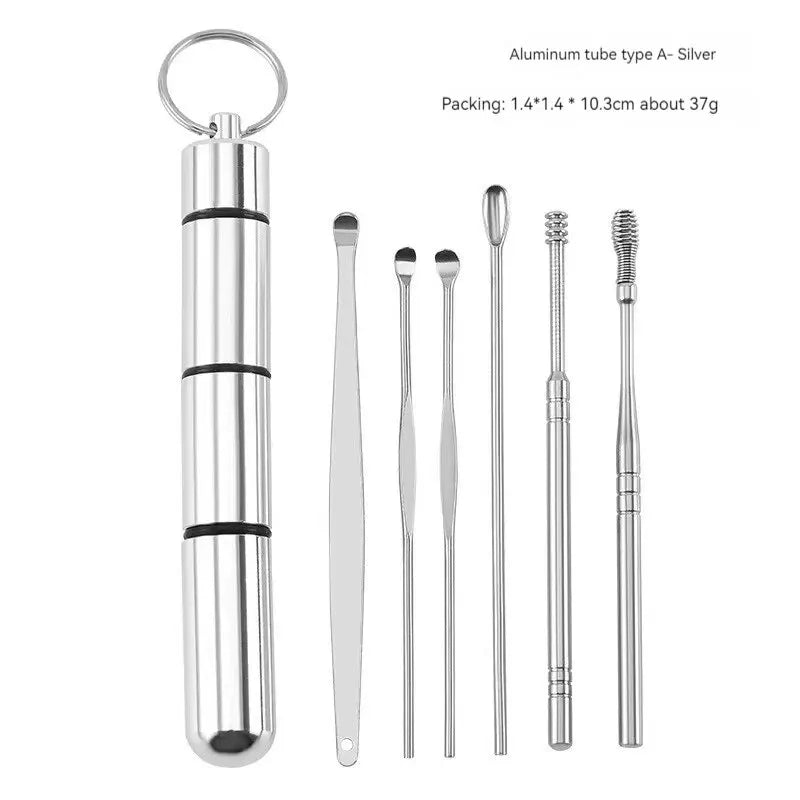 Stainless Steel Ear Picker Set Portable For Ear Puller Multi-Functional Ear Cleaning Safe Material Non-Slip Handle
