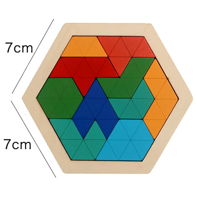 Montessori Wooden Toys 3D Jigsaw Puzzle Tangram Math Toys Baby Hand Grasp Board Shape Match Puzzle Educational Toys for Kids