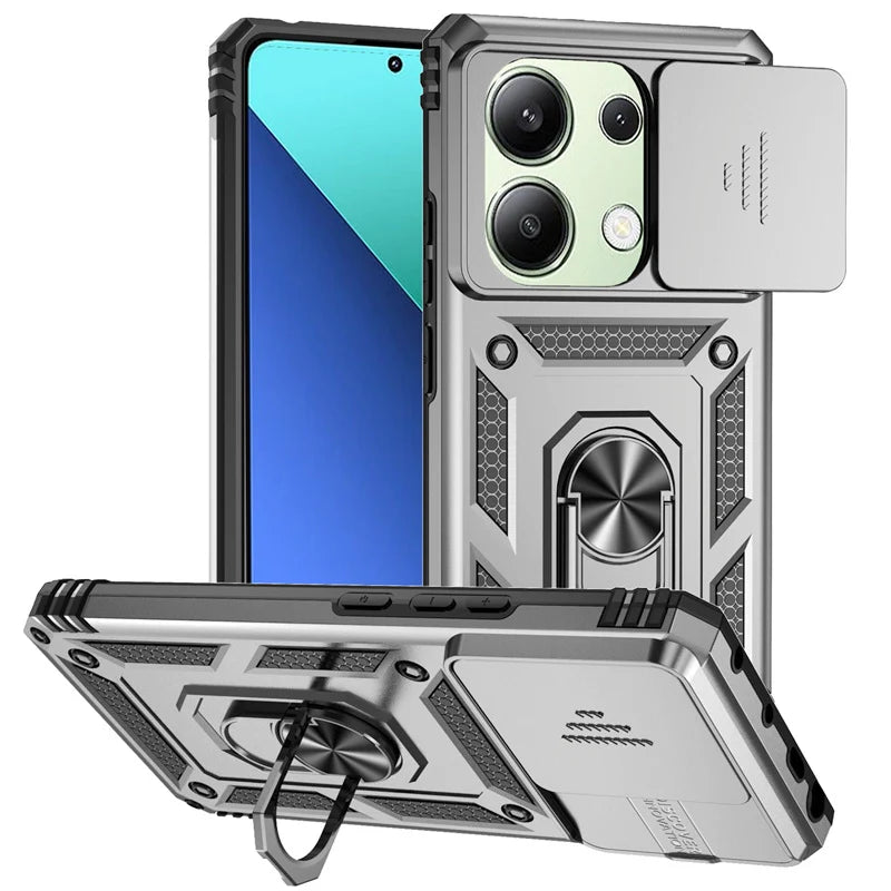 Shockproof Armor Funda For Xiaomi Redmi Note 13 Pro 5G 4G Slide Lens Protect Phone Case For Redmy Note13 Note13pro 5G Back Cover
