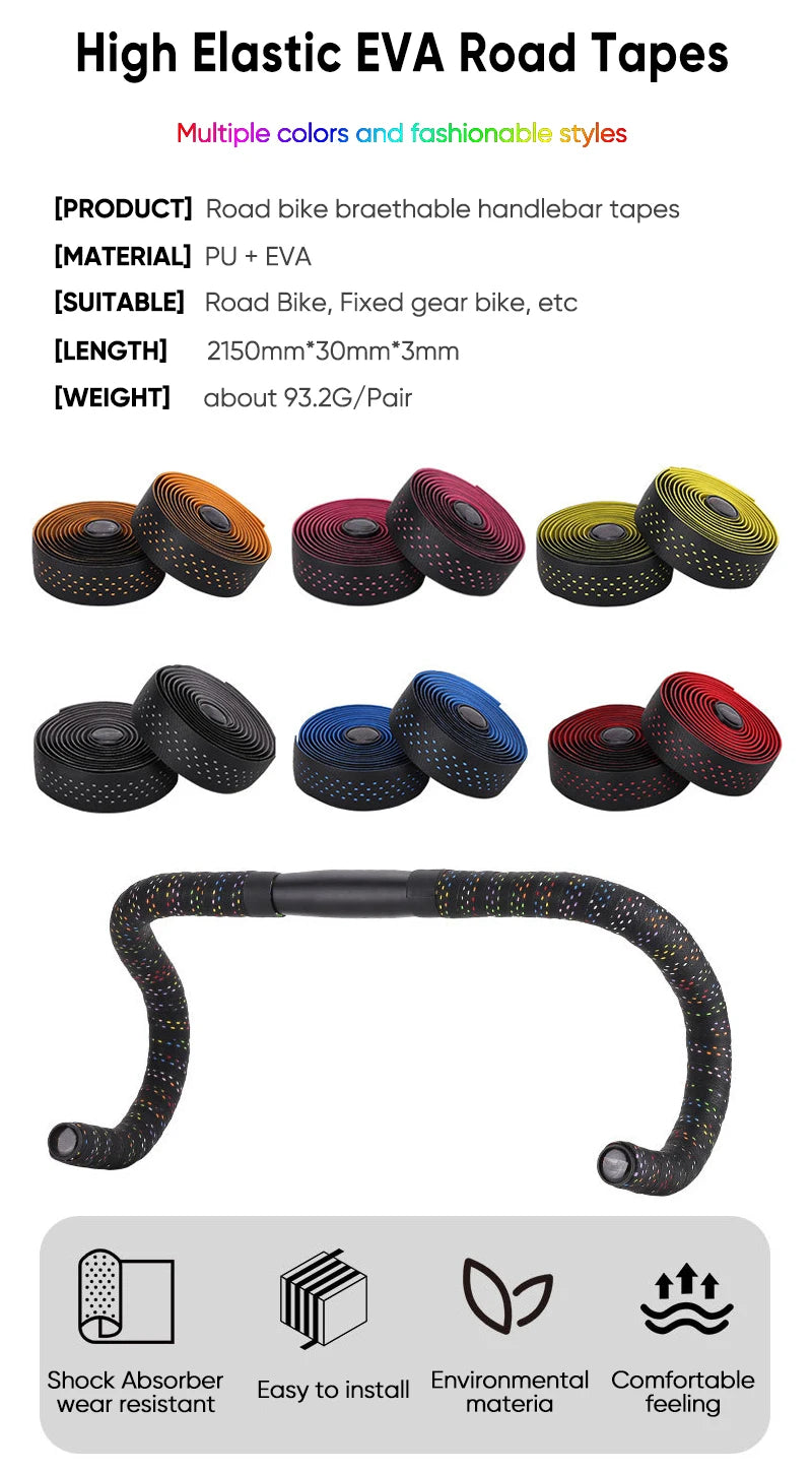 New Road Bike Handlebar Tapes Shock-absorbing Cycling Anti-slip Handlebar Bar Tape Wear-Resistant Bicycle Strap Bikes Belt