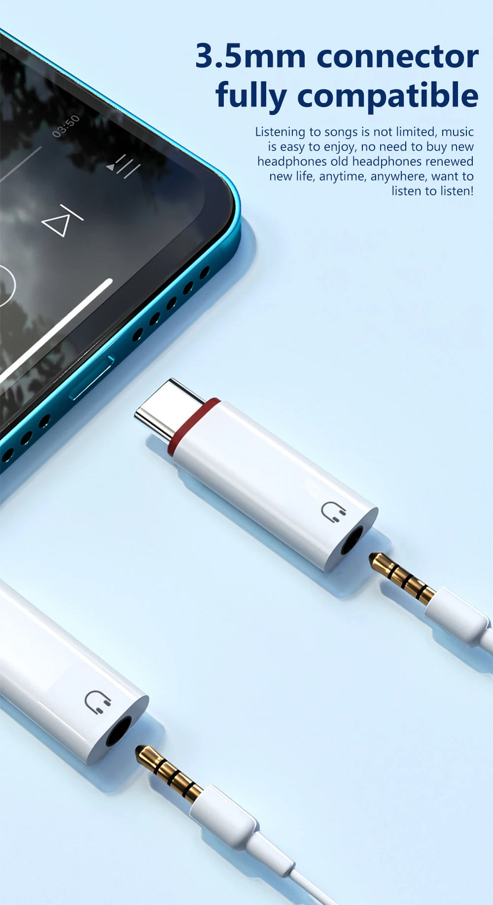 3.5mm Female to Type C Male Adapter For Samsung For Xiaomi Redmi Huawei Wired Headset Converter OTG Earphone Audio AUX Adapter